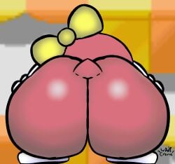 alternate_version_available ass_focus back_view big_ass kirby_(series) lalala monstorlilly questionable red_skin ribbon solo_female