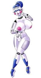 1girls ballerina ballora ballora_(fnafsl) big_areola big_breasts blue_hair closed_eyes completely_nude crossed_legs curvy eyebrows eyelashes female female_only five_nights_at_freddy's five_nights_at_freddy's:_sister_location front_view full_body hair_accessory hair_bun hourglass_figure huge_breasts humanoid jewelry lipstick milf nail_polish naked nude nude_female peace_sign pose posing pussy robot robot_girl robot_humanoid robot_joints rosy_cheeks simple_background small_waist solo solo_female thick_thighs v_sign white_background white_body wide_hips zxxxarts