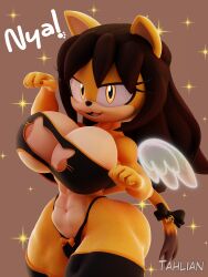 abs anthro areola_slip cat_ears cat_keyhole_bra cat_keyhole_lingerie cat_tail feline female female_only furry honey_the_cat huge_breasts mobian_(species) panties paw_pose sega solo solo_female sonic_(series) sonic_the_fighters tahlian tail_ornament