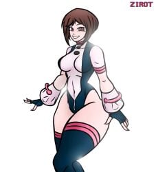 1girls aged_up big_ass big_breasts big_butt bodysuit boku_no_hero_academia breasts brown_eyes brown_hair female female_only hero_outfit_(mha) my_hero_academia ochako_uraraka ochako_uraraka_(hero_outfit) short_hair small_waist smile smiling suit superheroine thick thick_hips thick_legs thick_thighs thigh_boots thighhigh_boots thighs uraraka_ochako wide_hips zirot