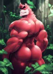 1boy abs anthro ass balls bara bear biceps big_balls completely_nude cursedmarked fur furry gay hairy hi_res highres kumatetsu male male_focus male_only mammal muscles muscular muscular_anthro muscular_arms muscular_ass muscular_back muscular_legs muscular_male muscular_thighs nipples nude red_body red_fur solo solo_male the_boy_and_the_beast