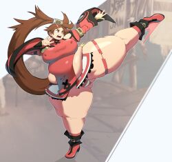 1girls 2023 absurd_res bbw belly breasts brown_eyes brown_hair chubby chubby_female female female_focus guilty_gear hips huge_belly huge_breasts huge_thighs kuradoberi_jam long_hair matching_hair/eyes mralguienynadie nipple_bulge panties plump solo solo_female solo_focus thick_thighs thighs underwear upskirt voluptuous wide_hips