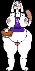 2d 2d_(artwork) 2d_artwork anthro apron apron_only barely_clothed belly belly_button big_ass big_breasts big_butt color exposed_panties female furry goat lactating lactating_nipples lactation large_belly oven_mitts panties pixel_(artwork) pixel_art pixelated surprised tagme tagme_(artist) toriel undertale undertale_(series)