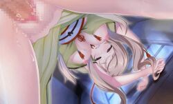 animated blonde_hair breasts_out censored exposed_breasts from_behind from_behind_position from_below_view koihime†_(series) mosaic_censoring pixelated pussy_juice sengoku†koihime_online sengoku_koihime_x vaginal_penetration vaginal_sex