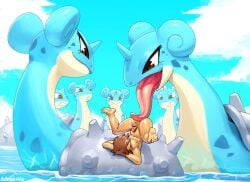 1_horn 1boy :> ambiguous_gender anilingus anthro blue_skin blue_sky colored_skin completely_nude cum cum_on_self horns lapras licking lilmoonie lilmoonie_(character) long_tongue non-human nude open_mouth pokemon pokephilia shell sky smile spread_legs tongue top-down_bottom-up water