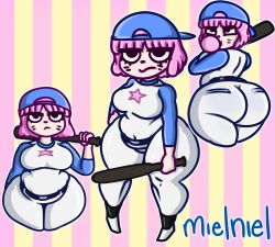 2023 baseball_bat baseball_cap baseball_uniform big_ass big_butt cartoon_network chubby mielniel pink_hair summer_camp_island susie_(sci) susie_mccallister wide_hips