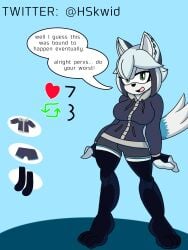 anthro blue_body breasts cobalt_the_wolf(skwid) female female_only fully_clothed furry gloves hoodie oc original_character piercing skwid socks sonic_(series) sonic_the_hedgehog_(series) strip_game thighhighs wolf wolf_girl