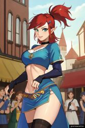 ai_generated background_mutant blue_eyes elf_ears elf_female female female_focus foster's_home_for_imaginary_friends frankie_foster photoshoot princess_zelda_(cosplay) red_eyes