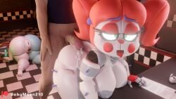 2girls1boy 3d 3d_(artwork) ass ass_up asshole baby_(fnafsl) babymoonart big_breasts big_penis blender blender_eevee bloom breasts circus_baby circus_baby_(fnaf) cum cum_in_ass dick female five_nights_at_freddy's five_nights_at_freddy's:_sister_location fnaf furry garbagioni green_eyes hi_res looking_at_viewer nipples rckke red_hair robot robot_girl scrap_baby scrap_baby_(fnaf) scrap_baby_(rckke) slit_pupils tongue_out vagina white_body white_skin