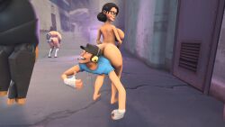 3d 3d_(artwork) anal_insertion anal_penetration anal_sex anal_vore background_character big_ass big_breasts fat_ass glasses happy miss_pauling naked_female scout_(team_fortress_2) sfm smile swallowing_whole team_fortress_2 tf2 thumbs_up voraphile vore wide_eyed