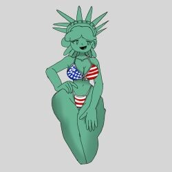 big_breasts green_eyes green_hair looking_down public_domain statue_of_liberty tagme thick_thighs