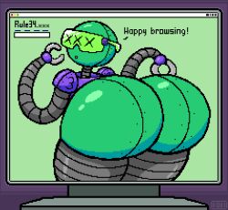 ambiguous_gender animate_inanimate ass_focus ass_up b0tzob1tz big_ass english_text imminent_cum_tribute looking_at_viewer looking_back meta monitor original_character pixel_art robo34 robo34_(b0tzob1tz) robot rule_34_(booru) sentient_object shades teasing teasing_viewer text thick_ass thick_thighs viewer_perspective