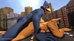 2boys 3d 3d_animation anal animated anthro anthro_on_anthro city falco_lombardi fox_mccloud gay giant male male_only no_humans no_sound penis star_fox tagme twitchyanimation video