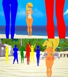 1girls 3d ass barefoot beach blonde_hair breasts coco_bandicoot colored_silhouette completely_nude completely_nude_female covering_breasts covering_crotch crash_(series) long_hair navel nude nude_female only_one_naked ponytail retropunch silhouette