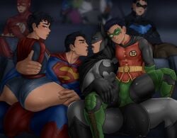 8boys age_difference background_characters balls balls_outline bara barry_allen batman batman_(bruce_wayne) batman_(series) beast_boy beast_boy_(teen_titans) big_ass big_balls big_bulge big_dom_small_sub big_male_small_male big_nipples big_pecs big_penis bigger_male black_hair blowjob body_hair bodysuit boner boner_in_pants bruce_wayne bulge bulge_through_clothing chest_hair cinema clark_kent cock cyborg_(dc) damian_wayne dc dc_comics dick_grayson erection_under_clothes exhibitionism exhibitionist fat_ass father father_and_son fellatio fully_clothed garfield_logan hard_cock hard_nipples hard_on holding_partner huge_ass huge_balls huge_bulge huge_cock hyper_balls hyper_penis incest jon-el jonathan_kent justice_league kal-el kissing leg_hair looking_at_another looking_at_partner looking_at_penis looking_back making_out male male_focus male_nipples male_only movie_theater muscular_male nightwing nipple_bulge nipple_piercing nipples_visible_through_clothing no_visible_genitalia older_male older_man_and_younger_boy pecs penis penis_outline penis_size_difference public quartet_focus robin_(damian_wayne) robin_(dc) saliva saliva_string saliva_trail semi-erect sitting_on_bulge sitting_on_lap sitting_on_person size_difference smaller_male spread_legs spreading_legs superboy superboy_(jonathan_kent) superhero superhero_costume superman superman_(clark_kent) superman_(series) supersons the_flash the_flash_(series) victor_stone voyeur voyeurism watching watching_from_afar yaoi yoruunsfw