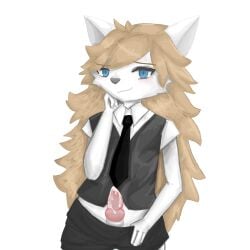 2d 2d_(artwork) anthro bottomwear canine canine_penis changed_(video_game) ed_(silenced) knot male male_only silenced_(video_game) simple_background solo solo_male white_background white_body white_fur