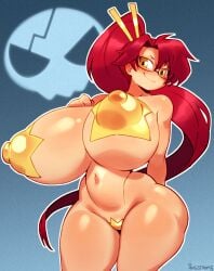 angstrom big_breasts bimbo breasts gigantic_breasts glasses huge_breasts hyper_breasts large_breasts long_hair maebari massive_breasts milf pasties ponytail red_hair space_yoko tengen_toppa_gurren-lagann tengen_toppa_gurren_lagann yoko_littner yomako