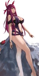 1girls bare_shoulders bikini black_headwear breasts cleavage clothing_cutout dress dress_swimsuit female female_only fire_emblem fire_emblem_engage fire_emblem_heroes hat high_heels highres ivy_(fire_emblem) ivy_(summer)_(fire_emblem) j@ck large_breasts long_hair looking_at_viewer mole mole_under_mouth navel nintendo official_alternate_costume one-piece_swimsuit purple_eyes purple_hair purple_one-piece_swimsuit solo stomach stomach_cutout swimsuit thighs