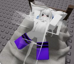 3d artist_request bed blush closed_mouth crying_with_eyes_open cute fucked_into_submission long_hair missionary_position pillow_grab purple_socks roblox robloxian socks source_request tagme transparent_body vaginal_penetration white_body white_hair