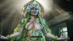 breasts cetrion female goddess looking_at_viewer mortal_kombat mortal_kombat_11 topless video_games