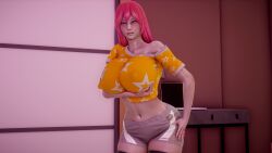 1girls 3d arcrad big_breasts breast_expansion breasts breasts busty curvaceous curvy curvy_body curvy_female curvy_figure female huge_breasts large_breasts original original_character pink_hair voluptuous