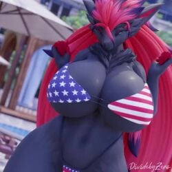 3d american_flag_bikini american_flag_panties animated big_breasts black_fur blue_eyes bouncing_breasts breasts cleavage clothing dividebyzero female female_anthro fur furry furry_only huge_breasts long_hair mp4 nintendo pokémon_(species) pokemon pokemon_(species) red_hair red_nails short_playtime solo sound tagme thick_thighs video wide_hips zoroark zoroark_(bom39)