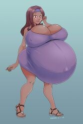 1girls breasts female female_only huge_belly huge_breasts hyper_belly hyper_pregnancy looking_at_viewer marrazan partially_clothed pregnant ready_to_pop solo