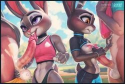 disney furry judy_hopps nose_ring penis pixelsketcher sportswear zootopia