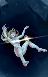 armpits asphyxiation big_breasts blonde_hair breasts brown_eyes collarbone completely_nude convenient_censoring corpse death drowning empty_eyes female female_death female_only foxeye_(artist) hades_vanquish lantern light mana_(hades_vanquish) nude nude_female solo solo_female underwater