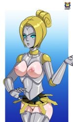 1girls 2017 android breasts female female_only implants kyoffie league_of_legends nipples orianna pussy robot robot_girl robot_humanoid robot_joints thighs