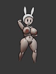 1girls adventure_time areolae big_breasts breasts bunny_ears completely_nude completely_nude_female female female_only fionna_the_human_girl full_body hand_behind_head hat naked naked_female nipples nude nude_female pussy self_upload simple_background smile solo solo_female suziefemlin tagme