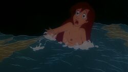 1girls accurate_art_style ariel arielfan14 blue_eyes breasts completely_nude disney disney_princess edit long_hair nipples nude nude_female ocean red_hair screenshot_edit the_little_mermaid water