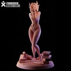 1girls 3d_(artwork) 3d_model book customization female female_only figurine forbiddenminiatures holding_object kickstarter miniature patreon patreon_reward pointy_ears sculpture self_upload short_hair smirk succubus succubus_horns teeth zbrush