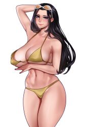 1girls big_breasts bikini bikini_bottom bikini_top black_hair blue_eyes cleavage eyebrows female female_only large_breasts light_skin lipstick looking_at_viewer navel nico_robin one_piece pizzayola post-timeskip post_timeskip solo solo_female solo_focus sunglasses sunglasses_on_head thighs wide_hips