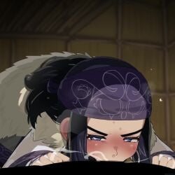 1boy 1girls animated asirpa assertive_male athletic_female bandana black_hair blue_eyes blush blushing_at_viewer censor_bar censored clothing deep_blush deepthroat earrings face_fucking fellatio female female_penetrated fur_coat golden_kamuy heart heart-shaped_pupils human light-skinned_male long_hair looking_at_viewer loop male male/female male_penetrating male_penetrating_female male_pov mizumizuni no_sound oral oral_penetration oral_sex partially_clothed penetrator_pov penis pov saliva sex shorter_than_10_seconds shorter_than_30_seconds sweat tagme teenager video