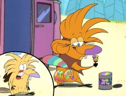 beaver big_ass big_butt blush boyfriend-girlfriend bubble_butt hippie kingofthejungle1993 nickelodeon norbert_beaver paint_on_ass the_angry_beavers treeflower