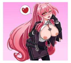 breasts_out exosister_martha exosisters female female_only nipples pink_hair ponytail wink yu-gi-oh!