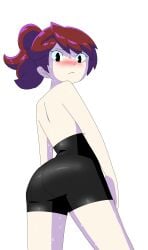 1girls artist_request ass ass_up back_view backside big_eyes black_eyes black_shorts blush blush_lines blushing blushing_at_viewer blushing_profusely butt cute_ass cute_butt displeased eyelashes female half_naked hands_on_thighs jaiden jaiden_animations jaidenanimations light-skinned_female light_skin looking_at_viewer looking_back looking_back_at_viewer nervous ponytail shiny shiny_clothes shiny_hair shiny_skin shorts shorts_only shy shy_expression simple_background small_nose streamer sweat sweatdrop sweating sweaty sweaty_body sweaty_butt thighs white_background worried worried_expression young youtube youtuber