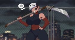 big_breasts casey_jones cassandra_jones female female_only hockey_mask rise_of_the_teenage_mutant_ninja_turtles wide_hips