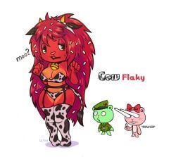 2023 animal_print animal_print_bikini animal_print_clothing anthro anthro_female anthro_male anthro_only awooga bear bell beret blush bow buckteeth cartoony chipmunk collar cow_bell cow_print cow_print_bikini english_text eyes_bugging_out flaky_(htf) flippy_(htf) furry furry_female furry_male furry_only giggles_(htf) green_body happy_tree_friends head_bow la-cocotua looking_at_another military_uniform mondo_media narrowed_eyes neck_bell open_mouth pink_body porcupine red_body standing text thighhighs wild_take