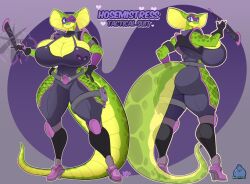 1girls ass belt big_breasts breasts cleavage female female_focus female_only green_skin hosemistress huge_breasts huge_thighs jaeh original original_character scales snake_girl stealth_suit thick_thighs thighs