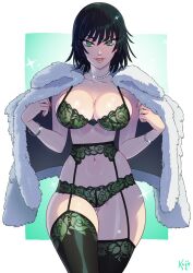 absurd_res curvaceous curvy_figure female_focus female_only fubuki_(one-punch_man) green_hair hi_res huge_breasts kajinman lingerie one-punch_man seductive_look short_hair solo_female voluptuous voluptuous_female