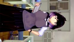 3d 3d_(artwork) black_hair hilda_(series) kaisa_(hilda) koikatsu pale-skinned_female pale_skin papaoso purple_hair short_hair two_tone_hair