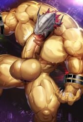 1boy 2023 abs anthro armor autofellatio balls bandai_namco bara barazoku biceps big_balls big_muscles big_pecs big_penis blowjob blush claws completely_nude digimon digimon_(species) dragon erection gay hard_on helmet hi_res highres huge_biceps huge_cock huge_muscles huge_pecs hyper_balls hyper_penis magangz male male_focus male_only manly muscles muscular muscular_anthro muscular_arms muscular_legs muscular_male muscular_thighs nipples nude orange_body orange_skin penis solo solo_male spread_legs sweat vein veiny_penis wargreymon