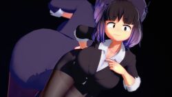 3d 3d_(artwork) black_hair hilda_(series) kaisa_(hilda) koikatsu pale-skinned_female pale_skin papaoso purple_hair short_hair two_tone_hair