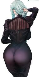 1girls ass asymmetrical_hair backboob big_ass braid breasts clothed clothed_female dat_ass female hi_res hips hourglass_figure huge_ass huge_breasts jujutsu_kaisen light-skinned_female long_hair loooyd mei_mei_(jujutsu_kaisen) pale-skinned_female plump_ass slim_waist thick_thighs thighs tight_clothing white_hair wide_hips