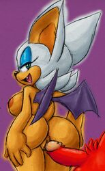 ass bat big_ass echidna erection eyeshadow female hedgehog knuckles_the_echidna looking_back makeup male mammal monotreme nipples nude orange_skin penis praiz prodding rouge_the_bat sega sonic_(series) sonic_the_hedgehog soubriquetrouge tongue tongue_out wings