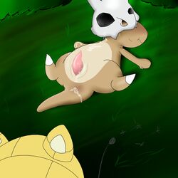 after_sex blush cubone cum cum_in_ass cum_inside cum_leaking cum_on_chest cum_on_penis cum_on_slit duo erection feral furry furry_only gay genital_slit lying male nintendo on_back penis pokemon pokemon_(species) sandshrew slit tapering_penis video_games yumei