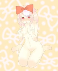 blush breasts giggles giggles_(htf) happy_tree_friends humanized masturbation nipples nude pink_eyes pink_hair red_bow sweat