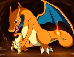 2014 blush charizard charmander claws cum cum_in_mouth cum_inside dancingchar duo fellatio female feral feral_on_feral fire hi_res male nintendo oral oral_sex pokémon_(species) pokemon pokemon_(species) pussy sex size_difference straight toe_claws tongue tongue_out video_games wings